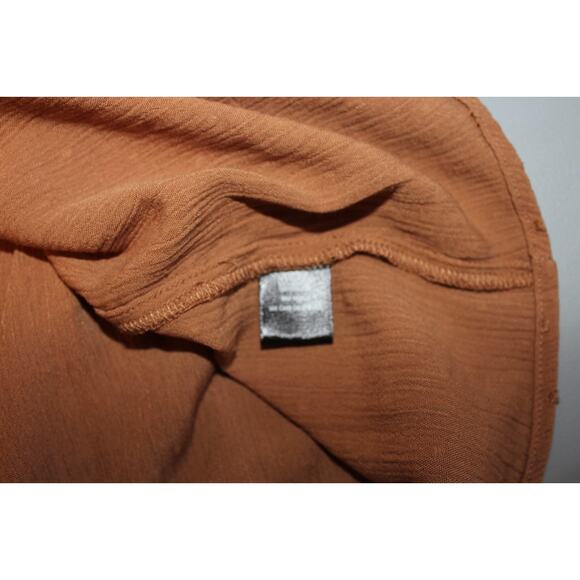 Torrid Chiffon Peasant 3/4 Sleeve Women's 2X Raglan Blouse Tobacco Brown Boho - Picture 14 of 14